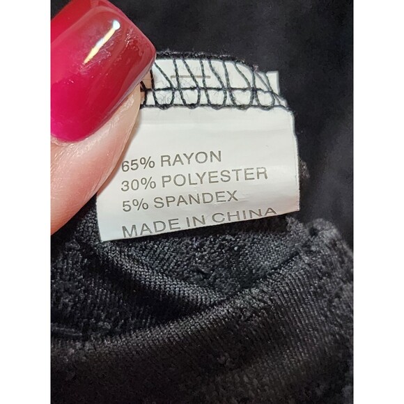 Women XXL Black Beige Shirt V-Neck Eyelet Embroided Petal Sleeve Boho Beach Chic - Picture 9 of 12